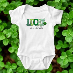 Body Jour de la Saint-Patrick Lettres Vertes Chanceuses