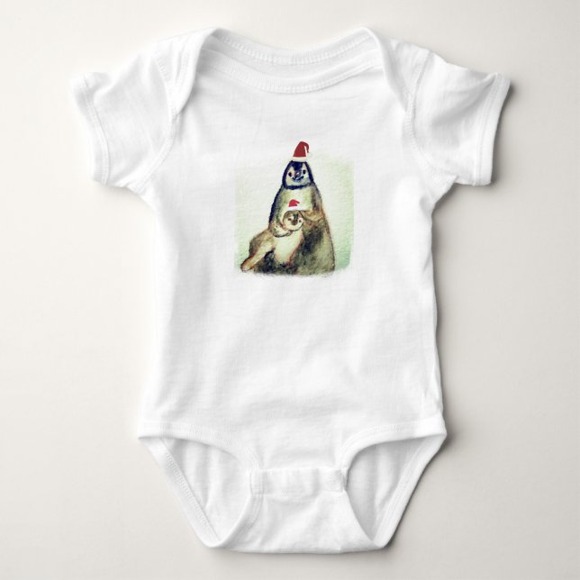 Body Joyeuses vacances, Penguins Baby Bodysuit (Devant)