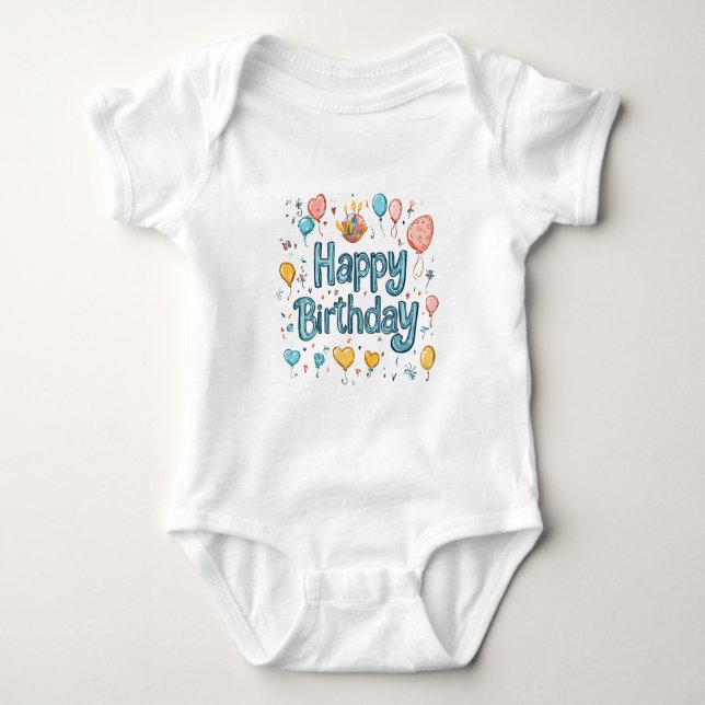 Body Joyeux 1er anniversaire – Ballon mignon (Devant)