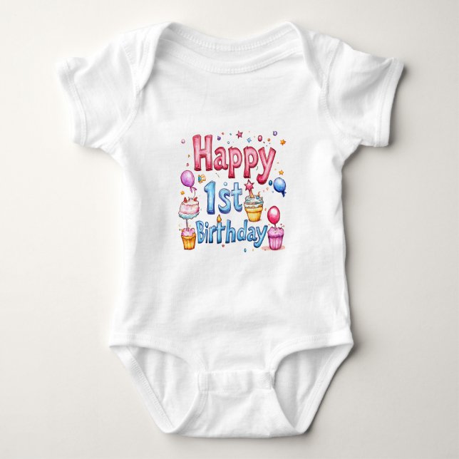 Body Joyeux 1er anniversaire - Design d'illustration co (Devant)