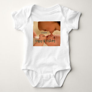 Body Joyeux 1er anniversaire enfants bébé mère noir jau
