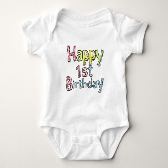 Body Joyeux 1er Anniversaire – Texte d'anniversaire col (Devant)