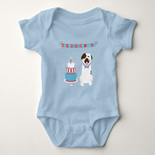 Body Joyeux 4 Juillet Chien Rouge Blanc Bleu