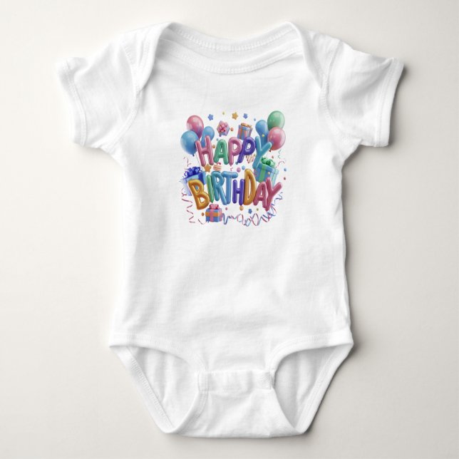 Body Joyeux anniversaire : -) costume de bébé (Devant)