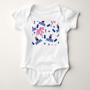 Body Joyeux DJ, motif de plage tropical.