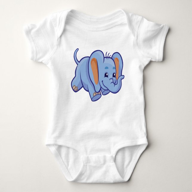 Body Joyeux maillot bleu éléphant bébé (Devant)
