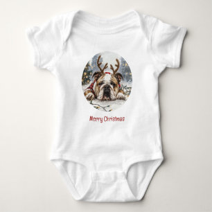 Body Joyeux Noël anglais Bulldog Reindeer