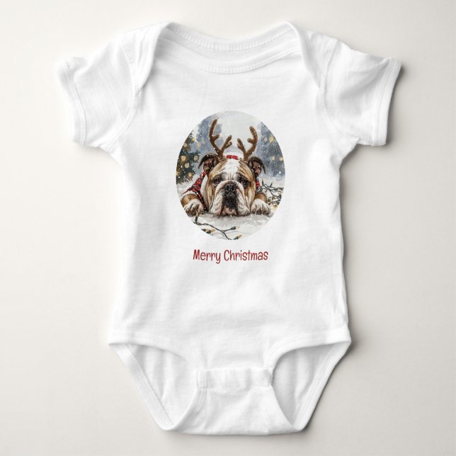 Body Joyeux Noël anglais Bulldog Reindeer (Devant)