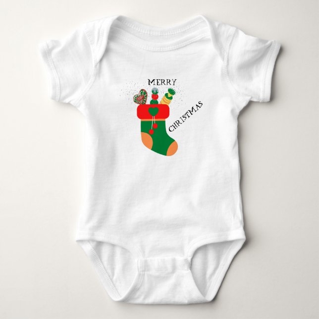 Body Joyeux Noël Baby Bodysuit Blanc (Devant)