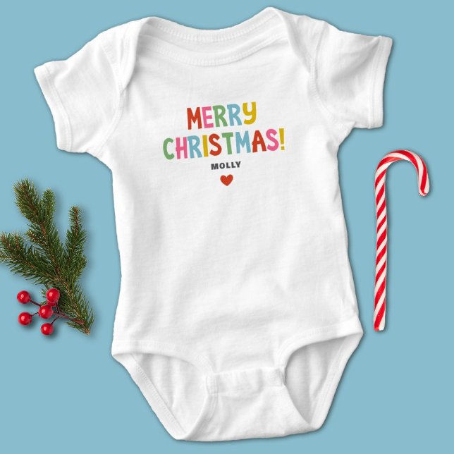 Body Joyeux Noël coloré Matching Famille (A cute colorful Merry Christmas baby bodysuit. Festive and Fun for family pictures!)