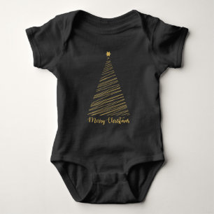 Body Joyeux Noël, Gold Linear Minimal Arbre Bébé Bod