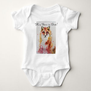 Body Joyeux premier anniversaire renard orange aquarell