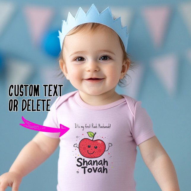 Body 🍎 Joyful Apple Sparkle avec texte personnalisé (🍎Joyful Apple Sparkle with custom text Baby Bodysuit)