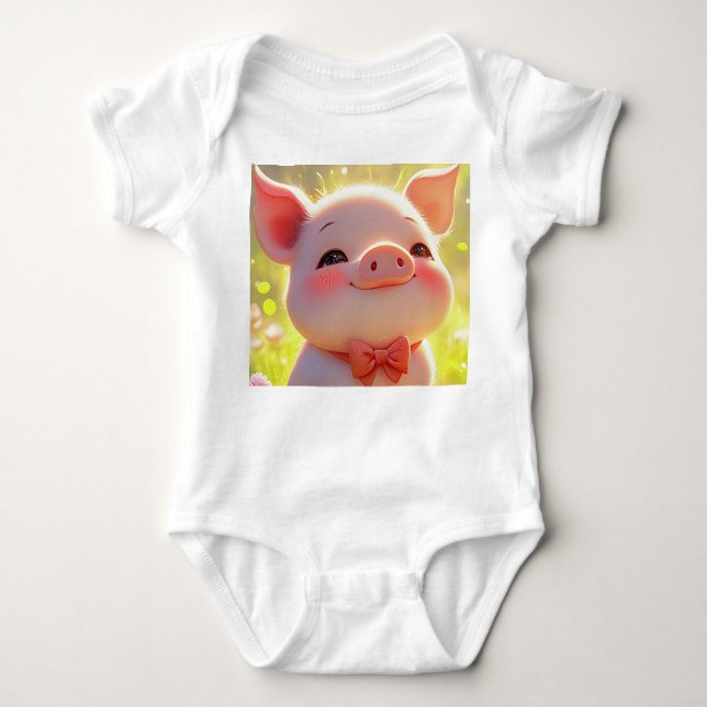 Body Joyful Piglet in the Meadow - Baby Bodysuit (Devant)