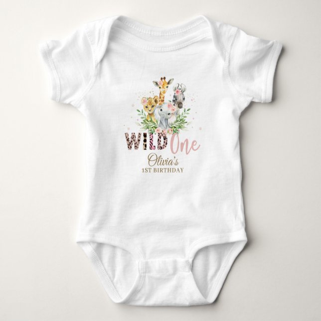 Body Jungle Animal Wild ONE Girl 1er Anniversaire tenue (Devant)