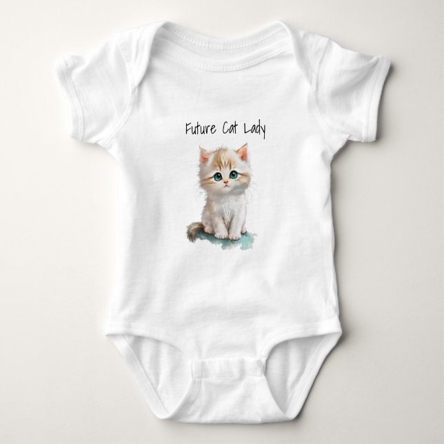 Body Kit d'aquarelle Future Cat Lady chaton aux yeux bl (Devant)