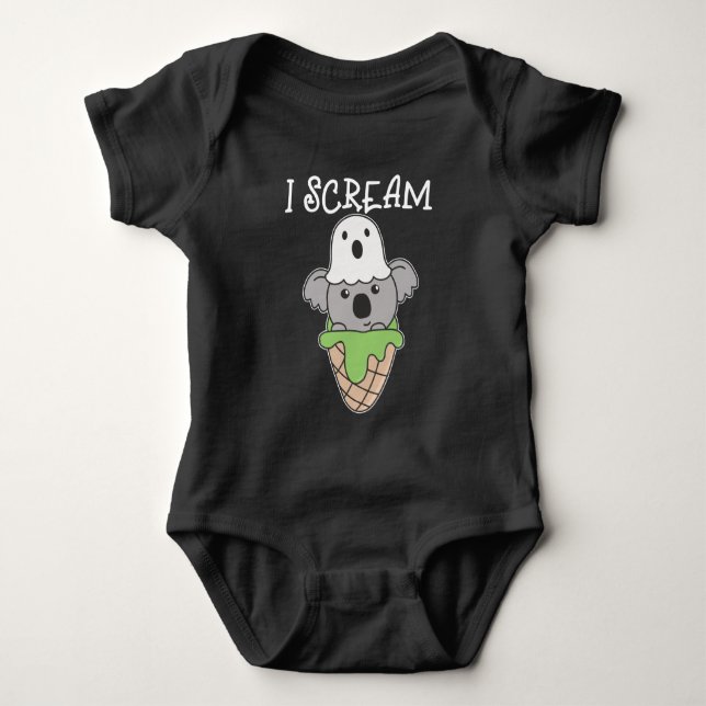 Body Koala Halloween Ghost I Scream Ice Cream Pun (Devant)