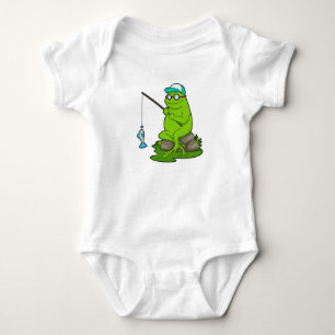 Body La grenouille comme pêcheur avec la canne à pêche