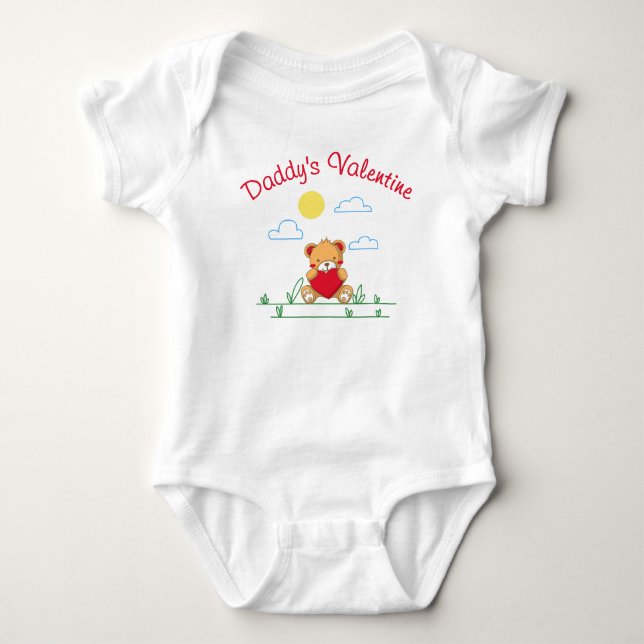 Body La Saint-Valentin de papa - Ourson mignon avec cœu (Devant)