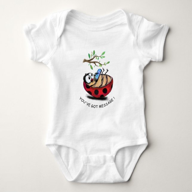 Body Ladybug Typing Message Funny Baby Bodysuit (Devant)