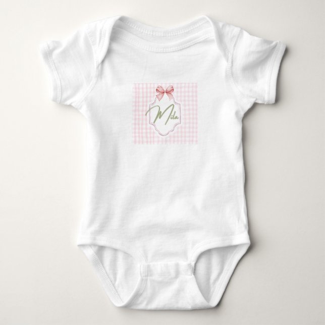 Body Lainey Baby Girl Nursery Bow&En vichy personnalisé (Devant)