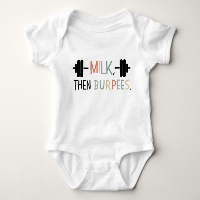 Body Lait Puis Burpees, Drôle Cadeau Bébé, Amateur De G (Devant)