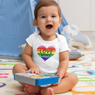 Body L'amour Gagne Bébé Cœur Arc-en-Ciel Blanc
