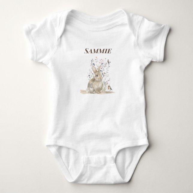 Body Lapin de bois personnalisé pour bébé (Devant)