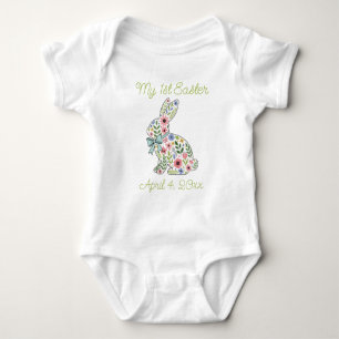 Body Lapin de Pâques aux fleurs sauvages roses et bleue