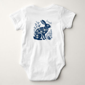 Body Lapin de Pâques bleu marine floral victorien vinta