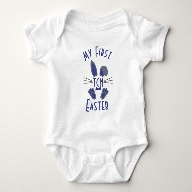 Body Lapin de Pâques bleu monogrammé Mon premier lapin  (Devant)