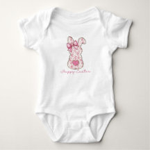 Lapin de Pâques Floral Rose Ruban Coquette
