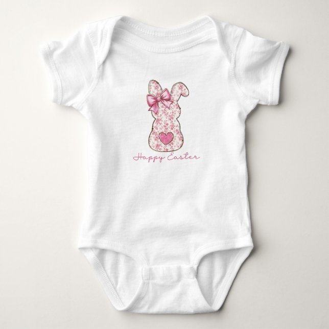 Body Lapin de Pâques Floral Rose Ruban Coquette (Devant)