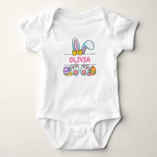 Body Lapin de Pâques personnalisable T-Shirt mignon (Devant)