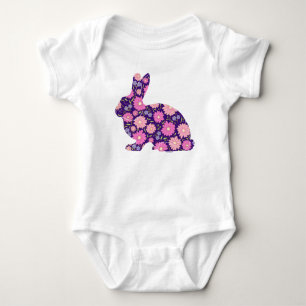 Body Lapin de Pâques rétro rose et fleurs