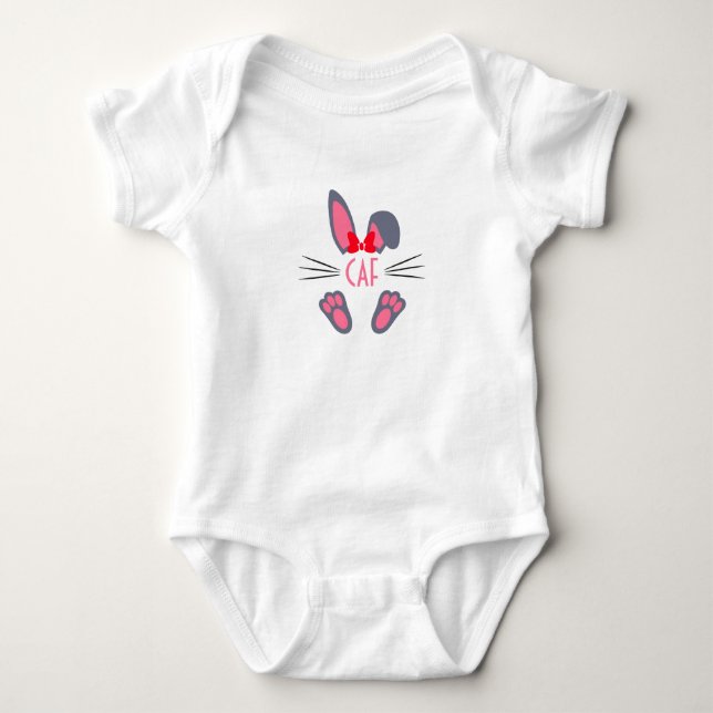 Body Lapin de Pâques rose monogrammé (Devant)