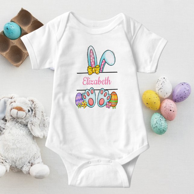 Body Lapin de Pâques rose monogrammé pour bébé fille (Créateur téléchargé)