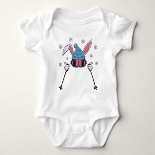 Body Lapin de ski en laine factice humour d'hiver