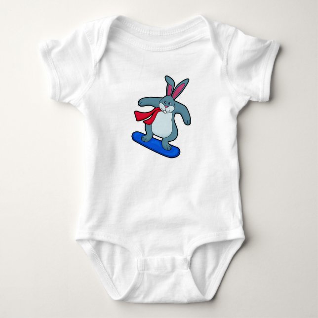 Body Lapin en Snowboard avec Snowboard & Scarf (Devant)