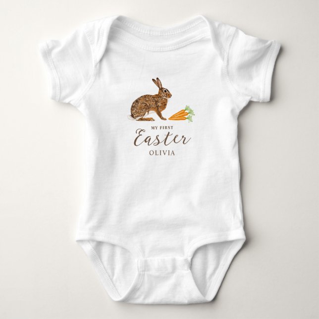 Body Lapin Et Carottes Avec Le Nom Premier Pâques De Bé (Devant)