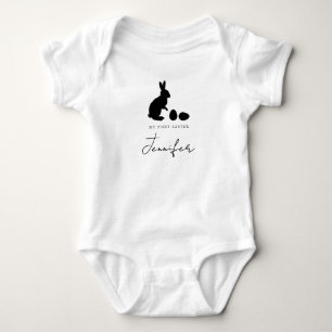 Body Lapin et œufs en noir avec le nom Mon premier Pâqu