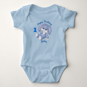 Body Lapin farci Doux Garçons 1er Anniversaire Nom Âge