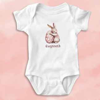 Body Lapin Mignon Enlaçant un Œuf à Points Monogramme