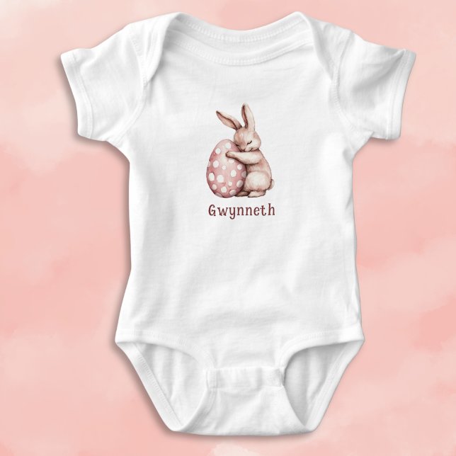 Body Lapin Mignon Enlaçant un Œuf à Points Monogramme (Créateur téléchargé)