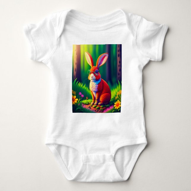 Body Lapin Rouge assis sur de l'herbe verte (Devant)