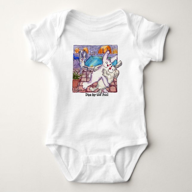 Body Lapins de dessin "Plongée par la piscine" bébé (Devant)