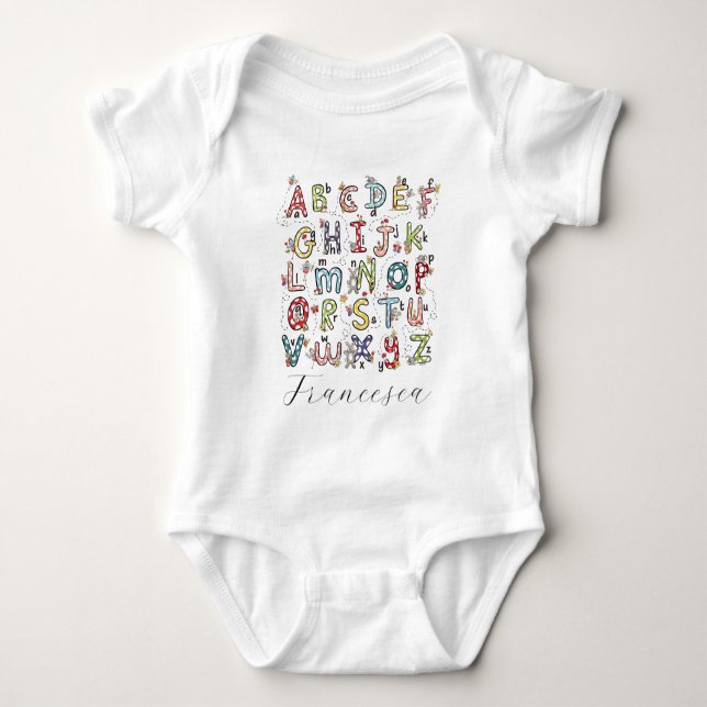 Body Lapins de l'alphabet, papillons, fées et fleurs  (Devant)