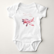 L'aventure Commence Fille au Petit Avion Rose Baby