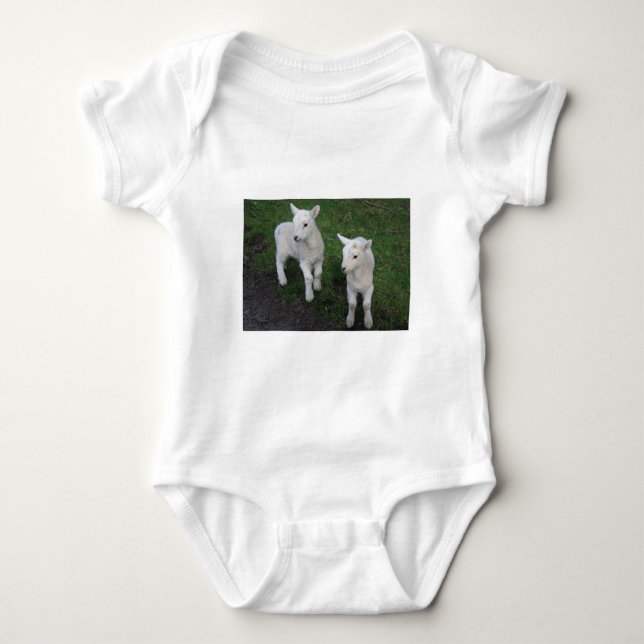 Body Le bébé mignon de ranch de ferme jumelle l'agneau (Devant)