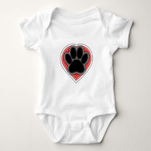 Body Le Chien Paw Dans Le Coeur Rouge Avec Les Contours